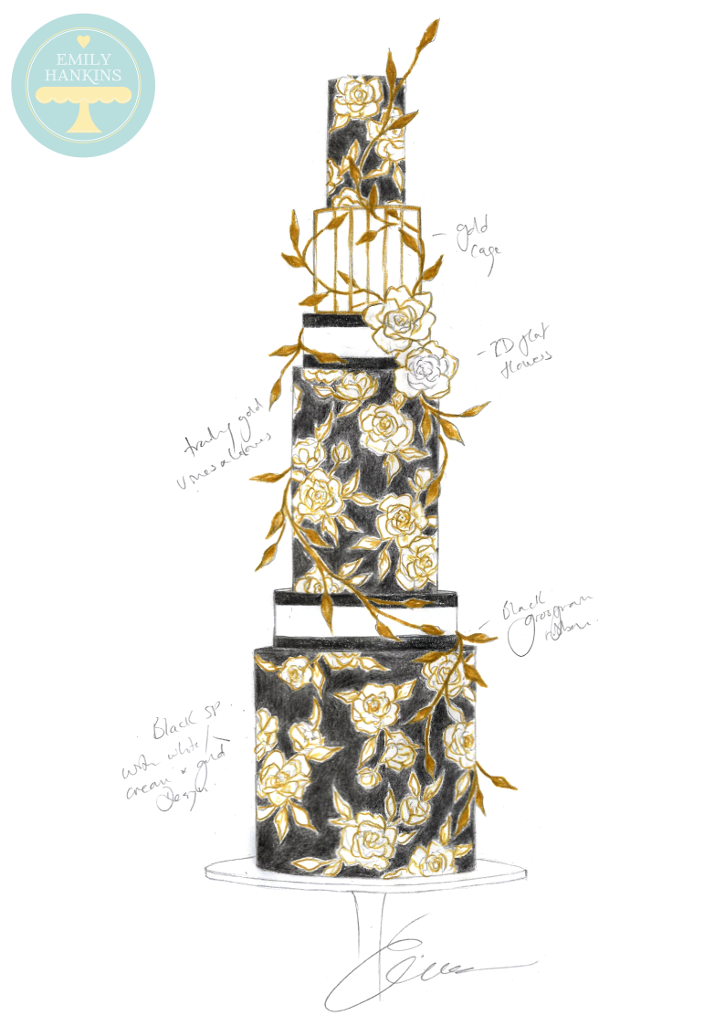 Inspired by 'Coco Chanel' - Black and Gold Camellias 6