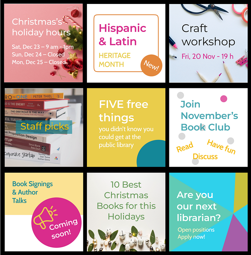 Graphic Design for Beginners: Ig posts to engage public library members 3