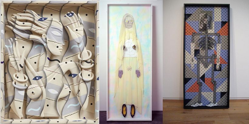 Anya Kielar, The Charmer (2022), Mostly Ghostly (2007) and Standing in Lavender (2007) from left to right