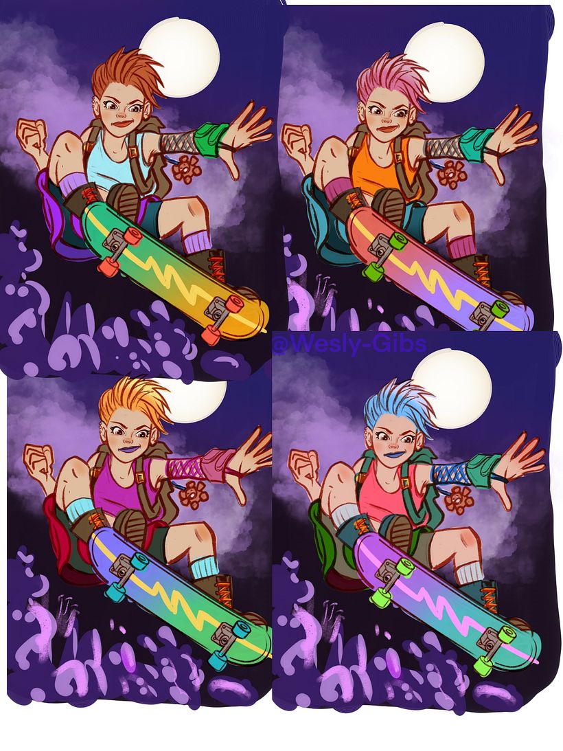 Four color directions..I chose the lower right one..the colors stand out more from the environment.