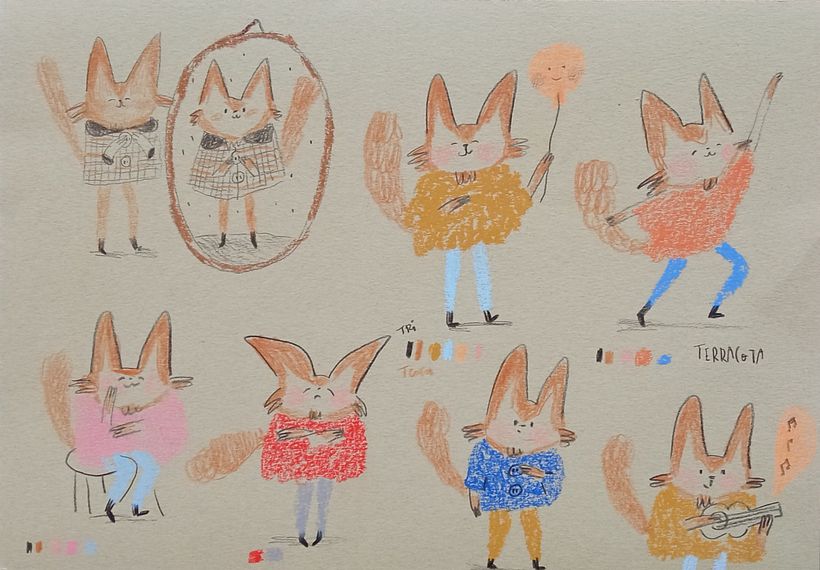 estudios de personaje y pruebas de color