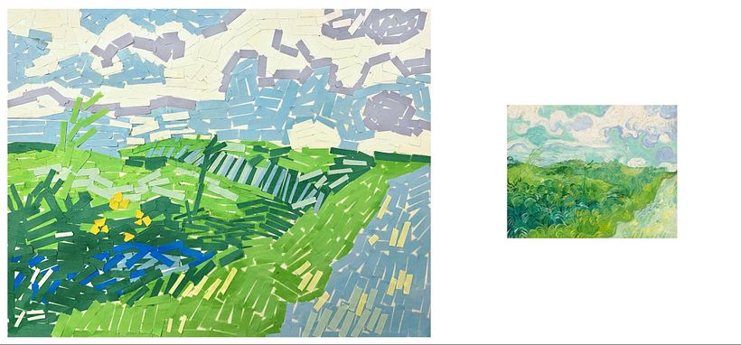 Maggie Qian, Paper composition of Van Gogh’s Green Wheat Fields, Auvers.