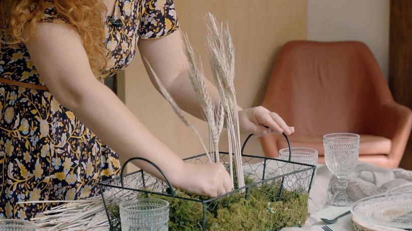 A farmhouse style centerpiece.