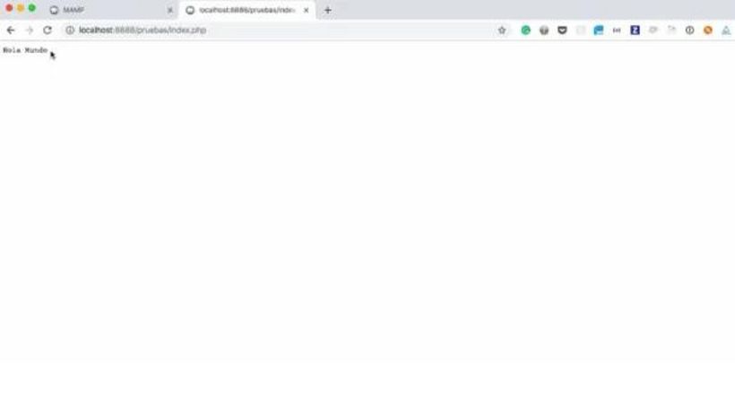'Hola Mundo' aparece en nuestra página de pruebas.