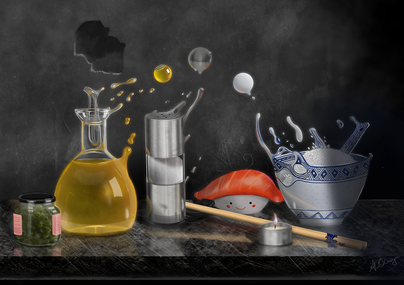 This is my drawing from the project. For my additional item I added a jar of capers so I could practice my glass ware and my