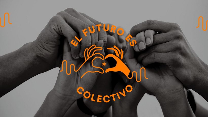 El futuro es colectivo — sello manos - Informationsdesign