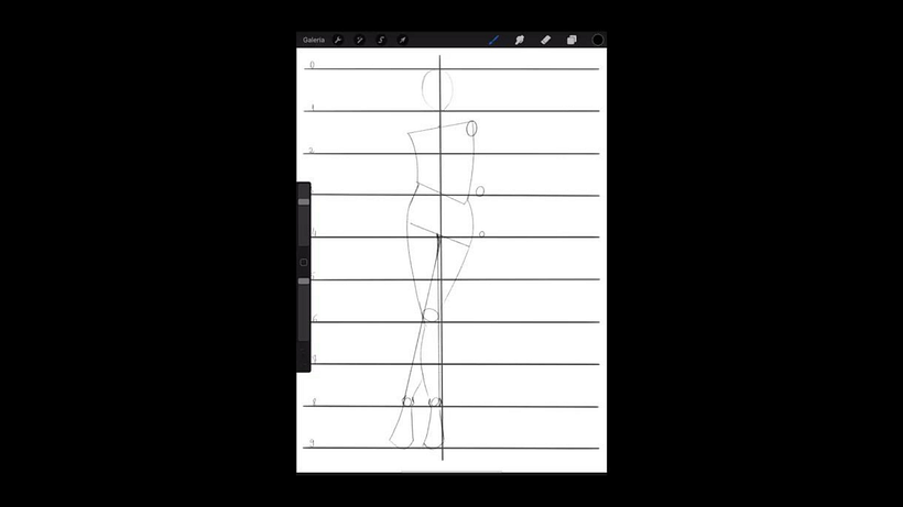 Draw the second leg behind the first, on the diagonal behind the first