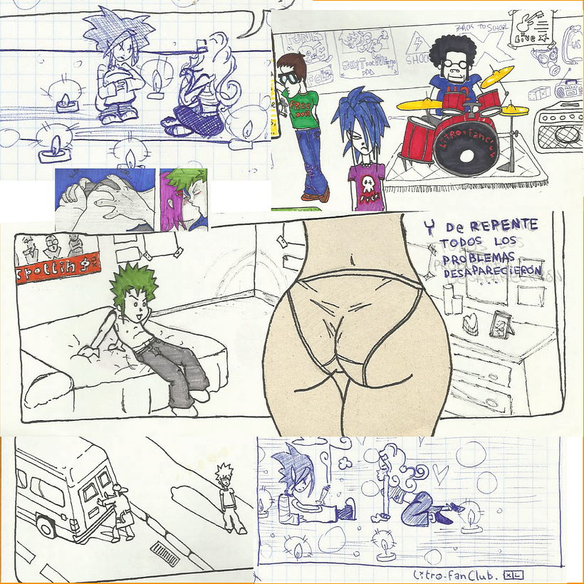 Buscando inspiración en unos bocetos de las viñetas de un cómic que realicé hace tiempo.