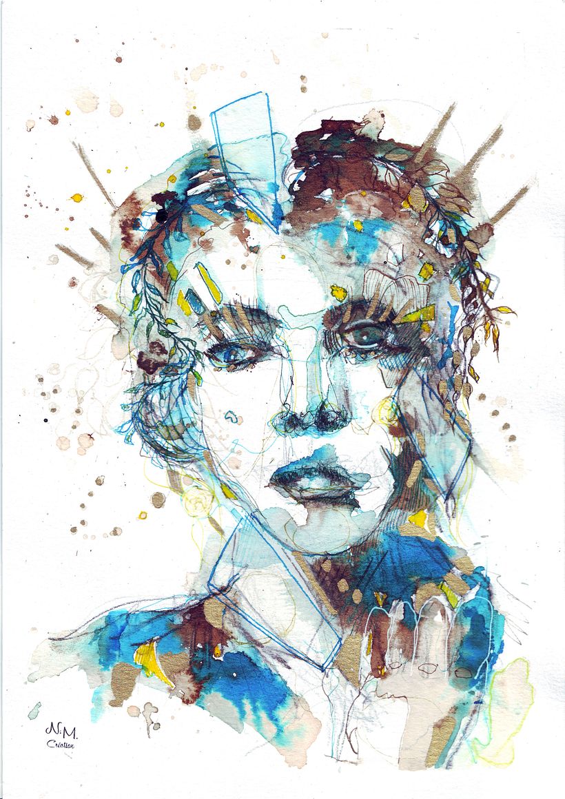 My project for course: Experimental Portraiture with Ink, Tea and Alcohol 1