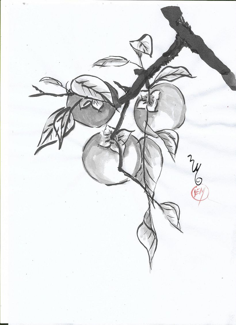 Meu projeto do curso: Pintura sumi-ê colorida para ilustrações forais 2