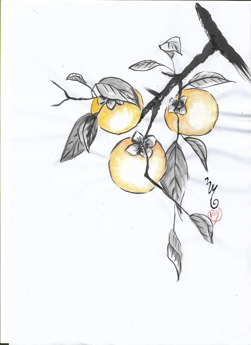 Meu projeto do curso: Pintura sumi-ê colorida para ilustrações forais 3