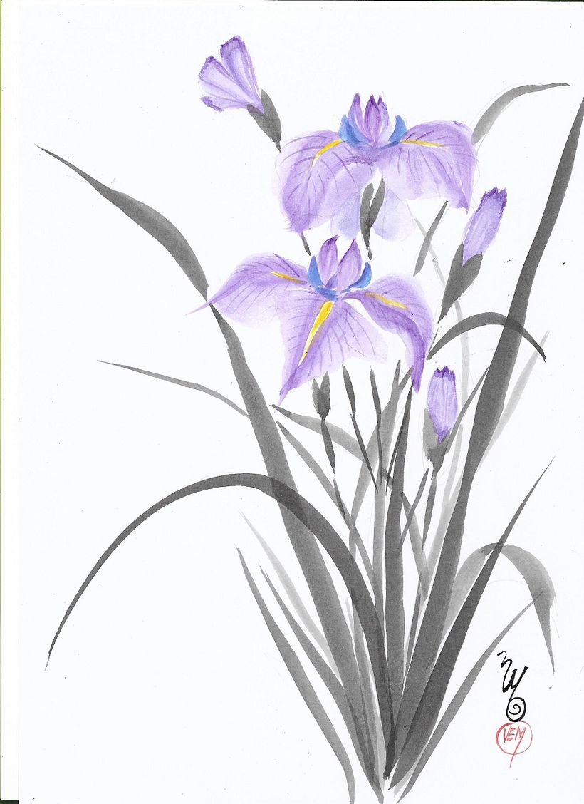 Meu projeto do curso: Pintura sumi-ê colorida para ilustrações forais 4