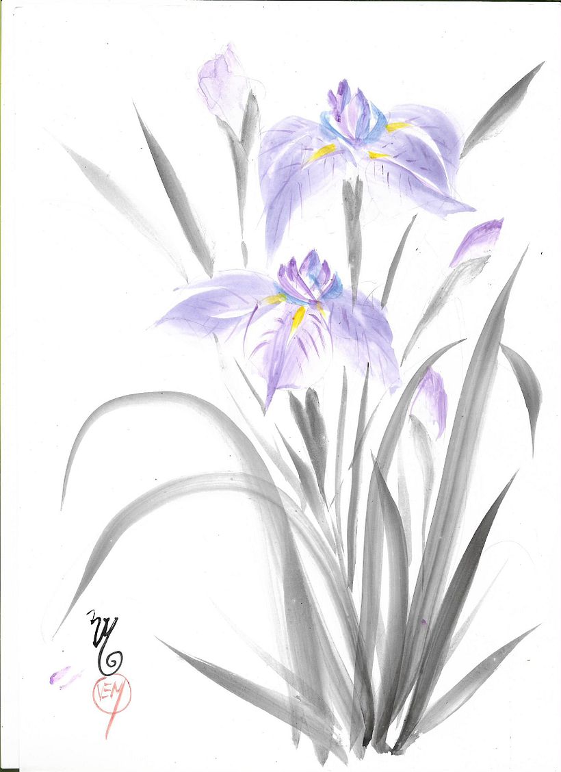 Meu projeto do curso: Pintura sumi-ê colorida para ilustrações forais 5