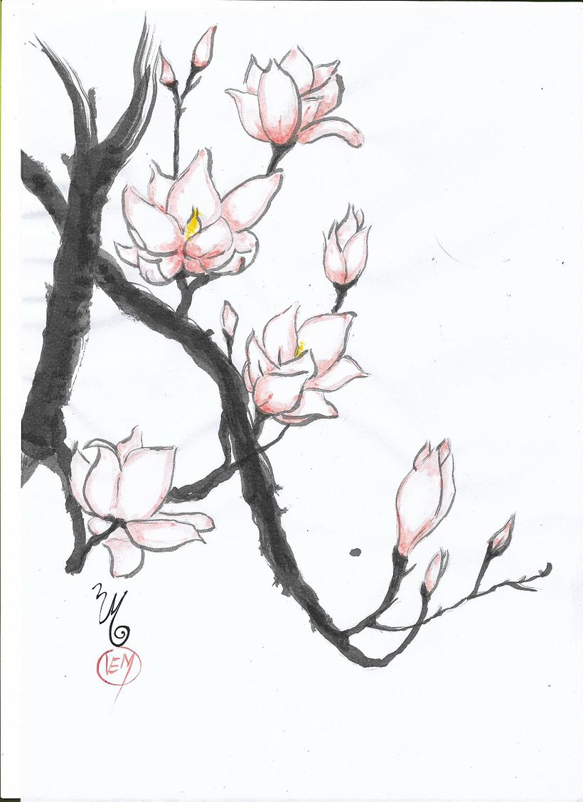 Meu projeto do curso: Pintura sumi-ê colorida para ilustrações forais 6