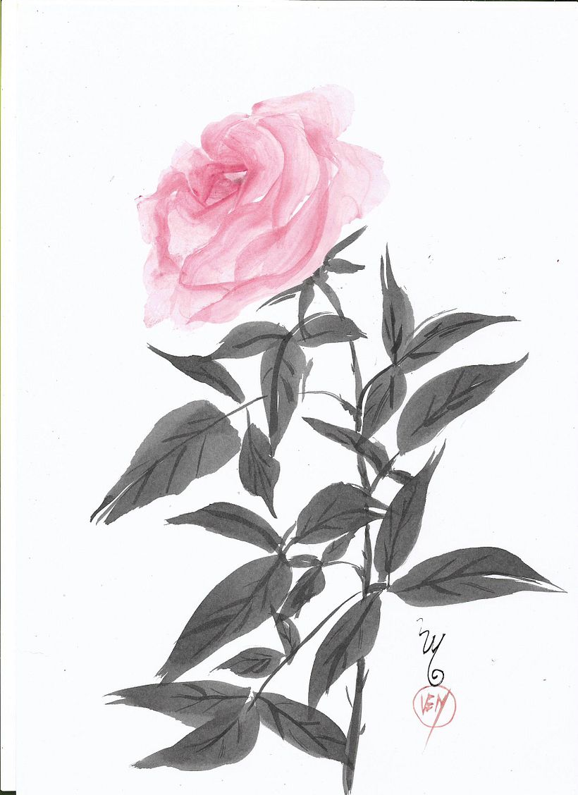 Meu projeto do curso: Pintura sumi-ê colorida para ilustrações forais 7