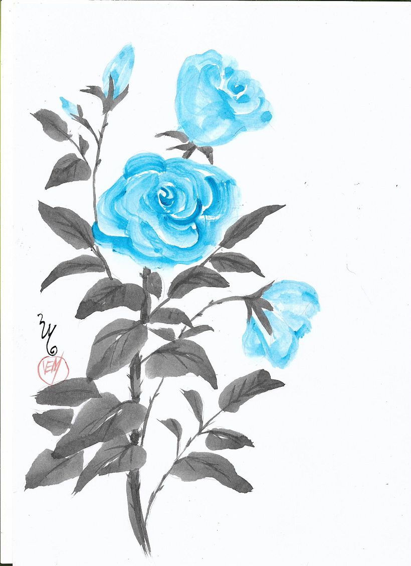 Meu projeto do curso: Pintura sumi-ê colorida para ilustrações forais 10