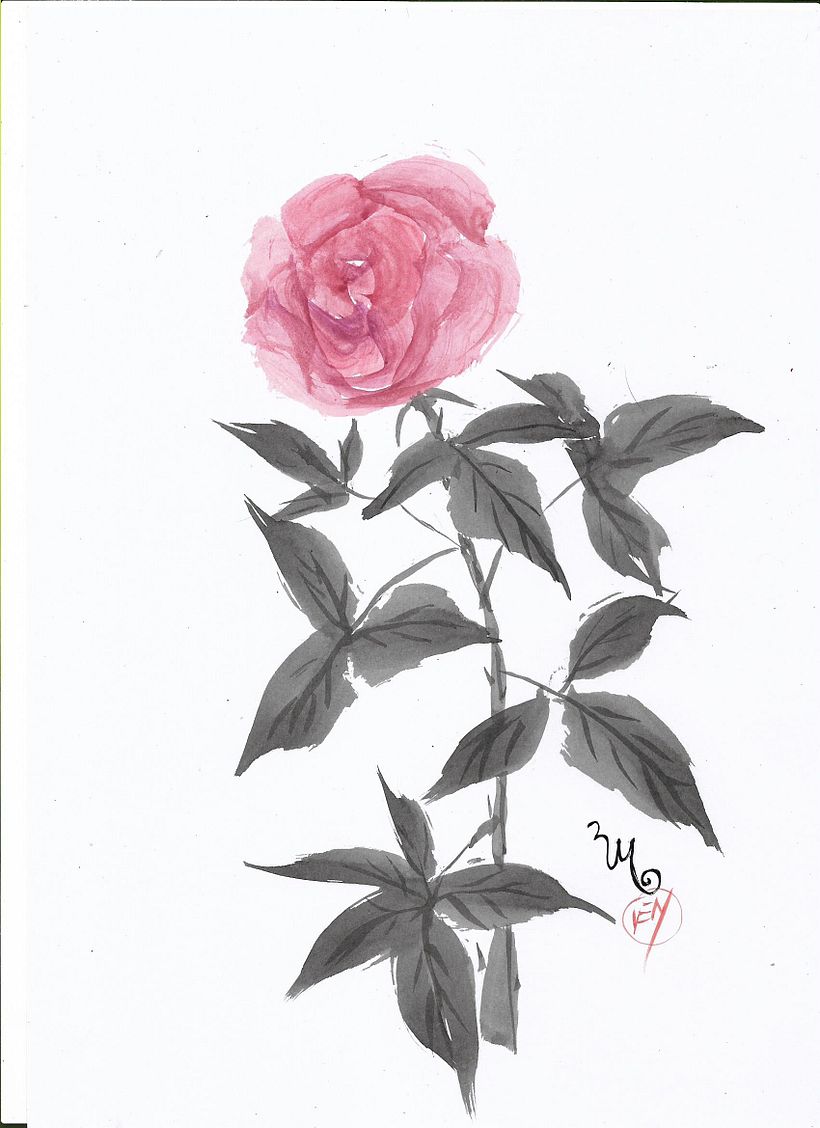 Meu projeto do curso: Pintura sumi-ê colorida para ilustrações forais 11