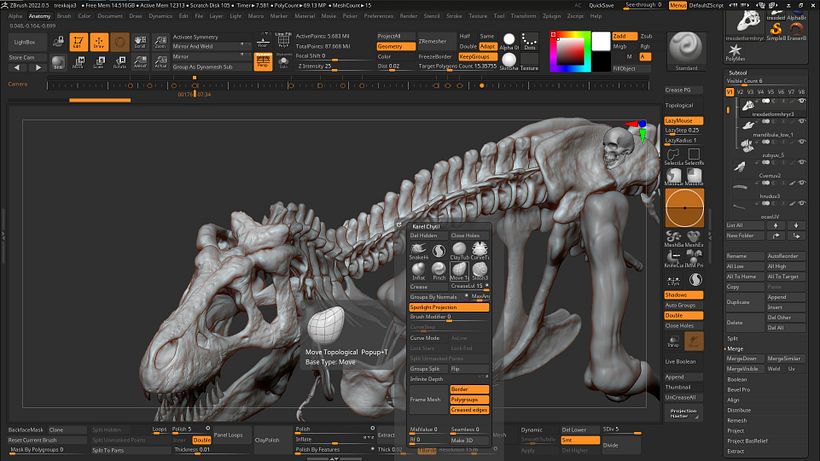 Trex modeling in ZBrush, rendering in Karma 2