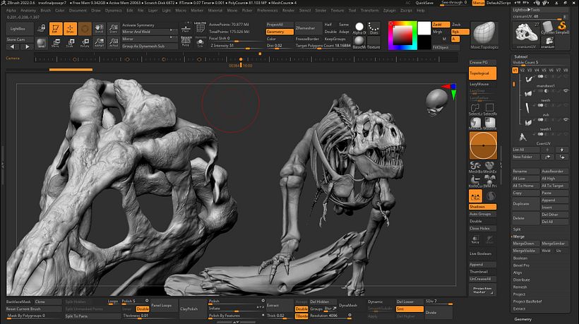 Trex modeling in ZBrush, rendering in Karma 5