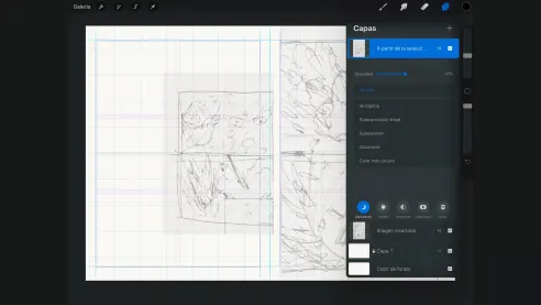 Adjust the layers to the size of the template and lower their opacity.