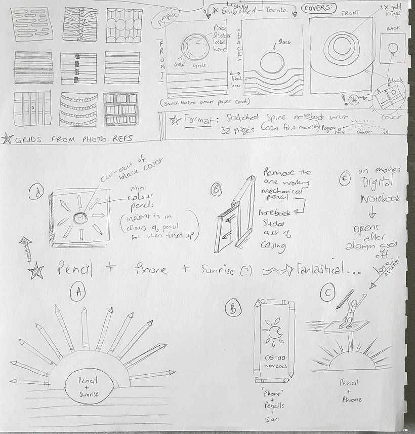 Rough design sketches and different ideas
