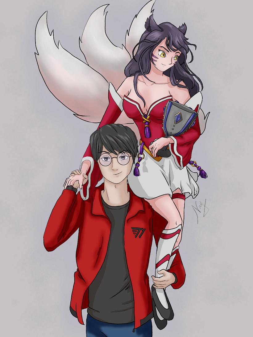Fanart Ahri and Faker | Domestika, image size:820x1093