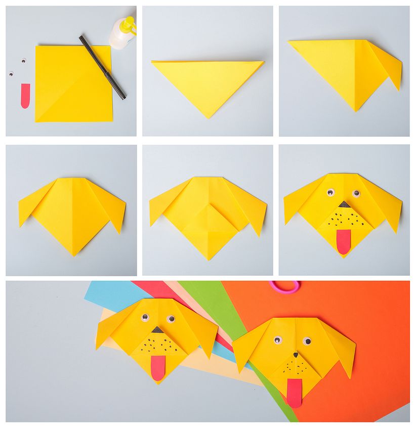 How to make a dog's face in origami