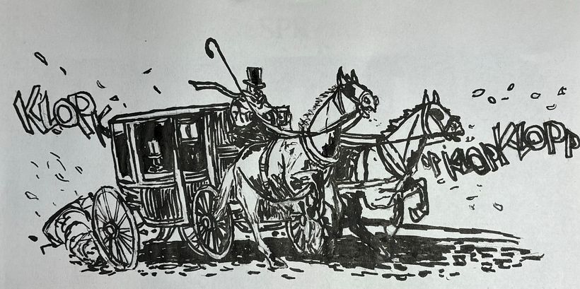 Plumilla y W&N ink on a printed drawing from the course