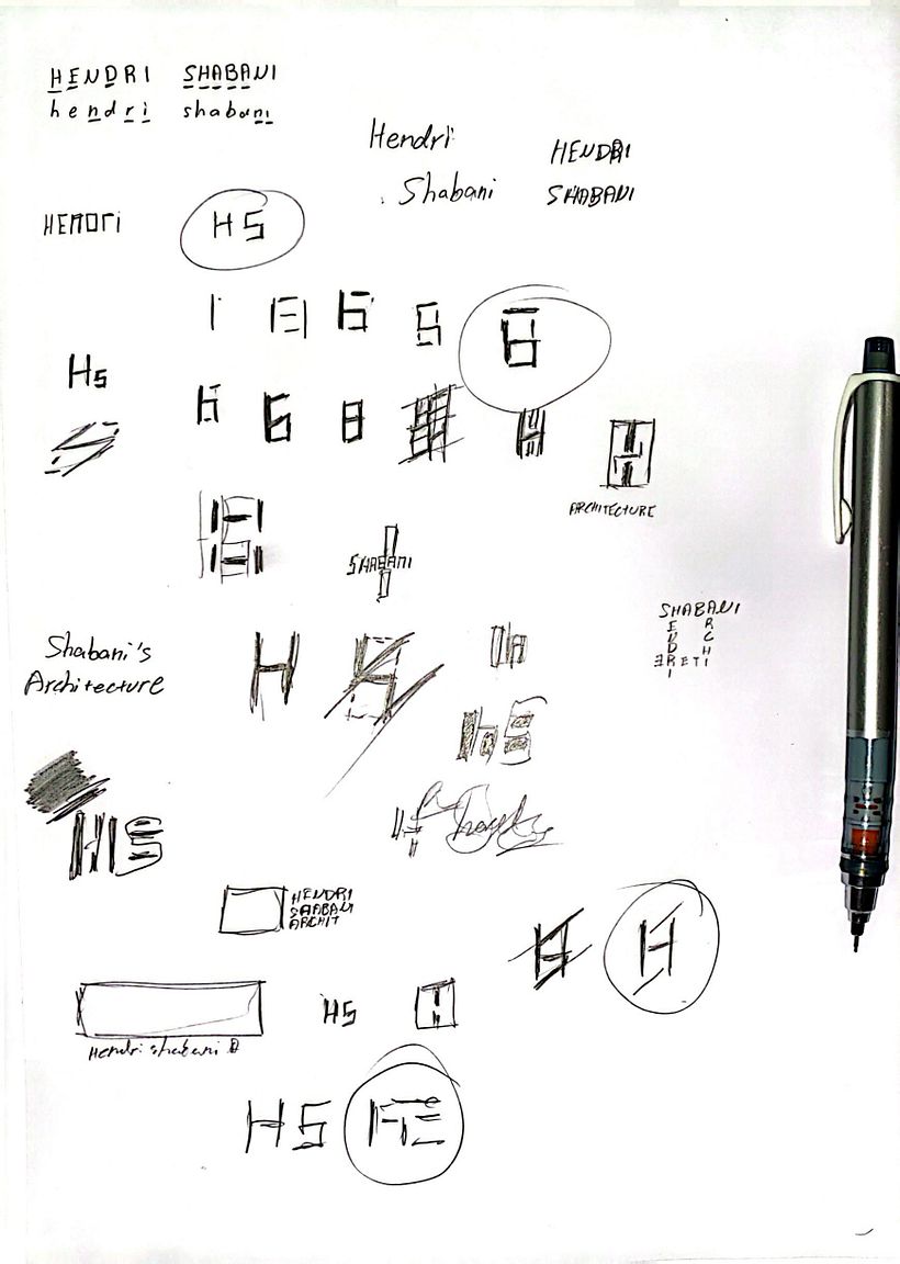 Handwriting process, trying to find something simple and modern for my Architecture and visualization future company