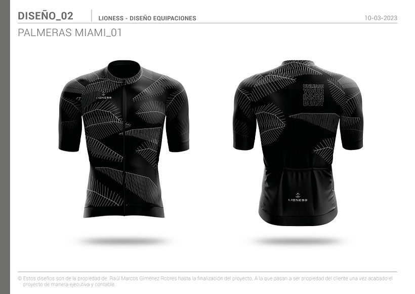 Lioness Cycling, diseño de colección 2023. Diseño "Palmeras".