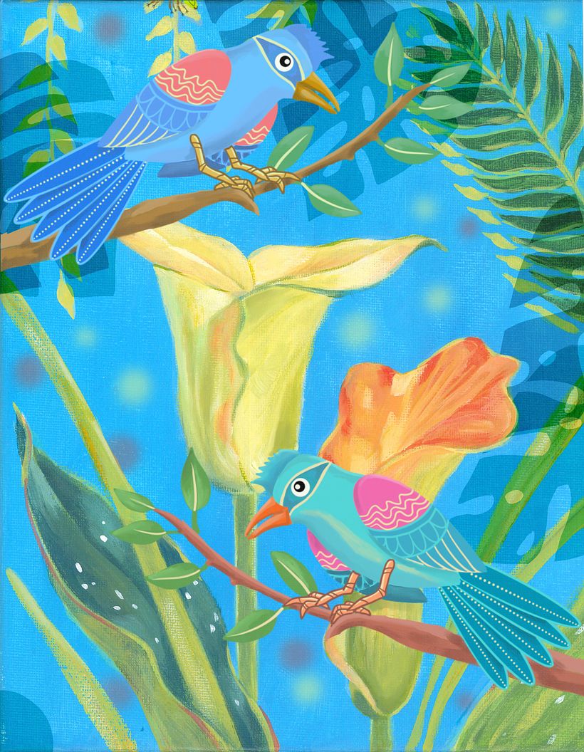 Here I added 2 Digital birds in Procreate