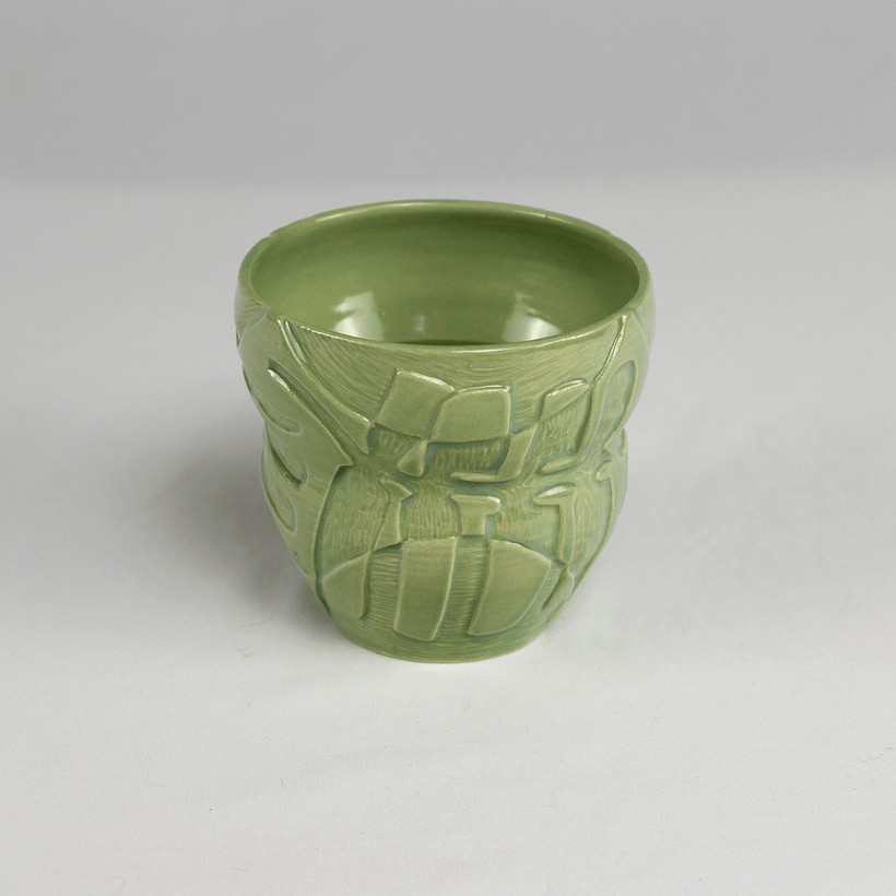 Mesquite Tumbler, wheel thrown and hand carved - part of a series of functionalware honoring medicinal desert plants