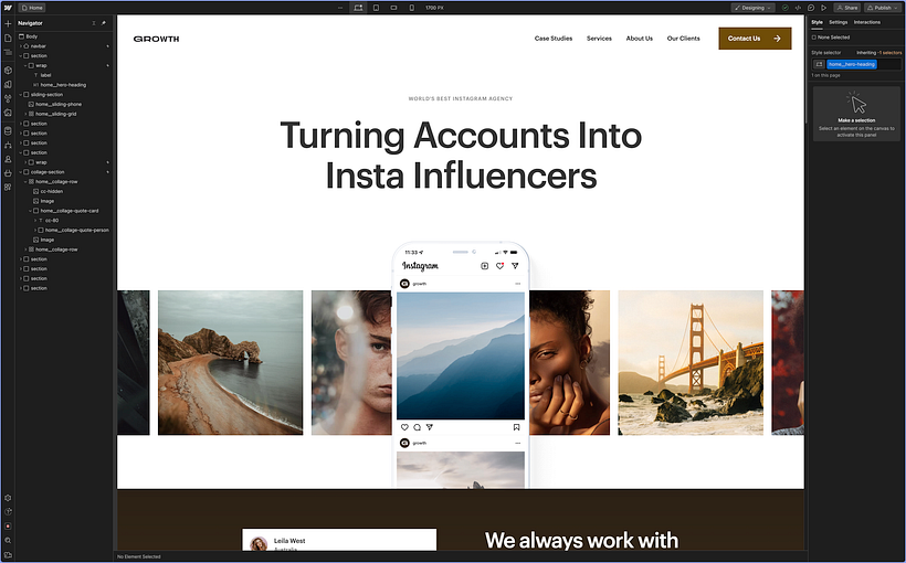 Desktop view of the website