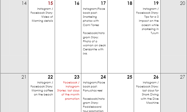 2024 Content Marketing Calendar Casa Colibri Tankah 2