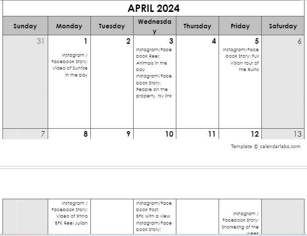 2024 Content Marketing Calendar Casa Colibri Tankah 5