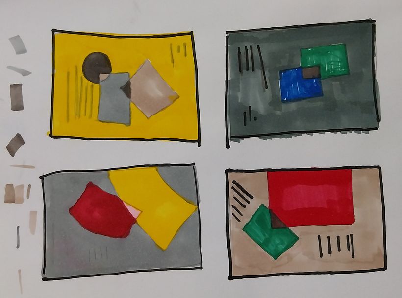 Here I started experimenting with colored markers.