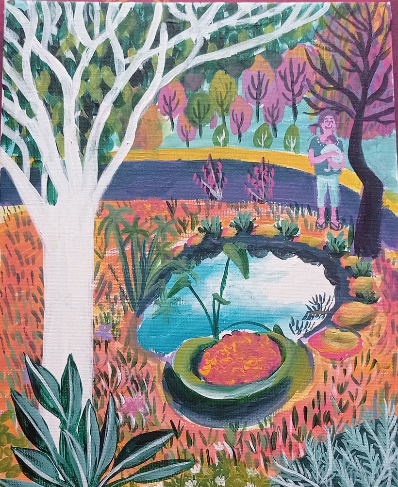 boceto del cuadro final (acrílico)