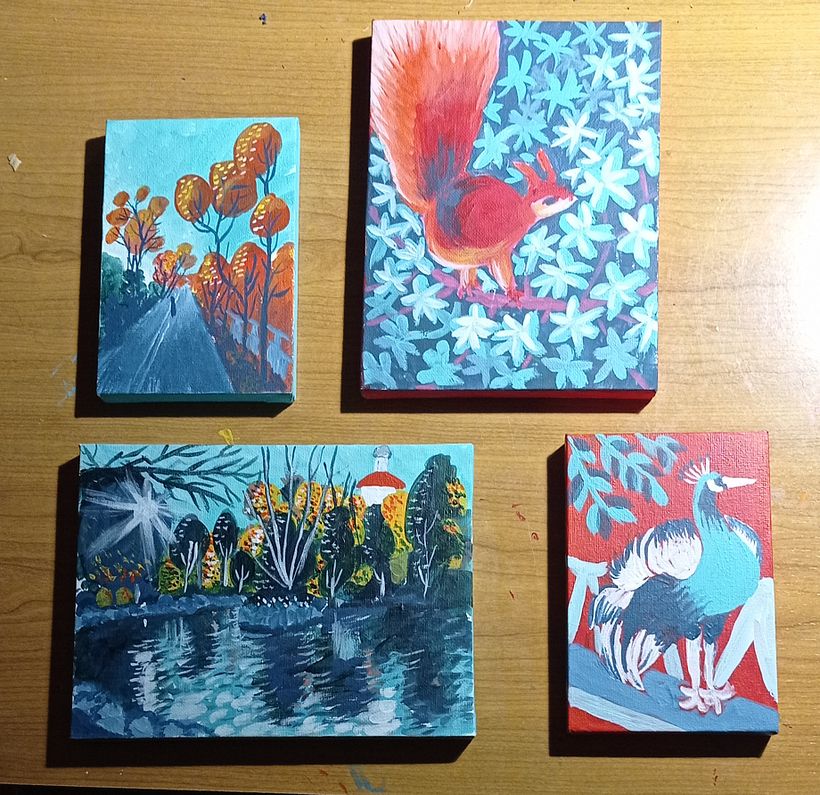 creacion de cuadritos en acrílico sobre una experiencia de mi viaje a Valladolid