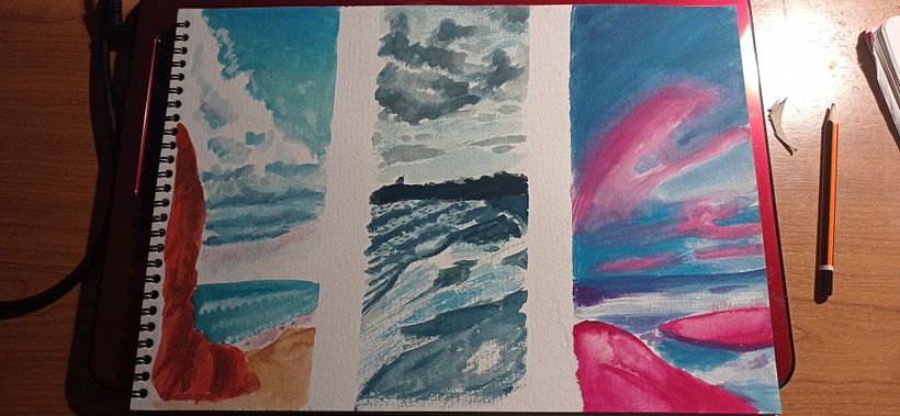 ejercicios de paisajes en guache