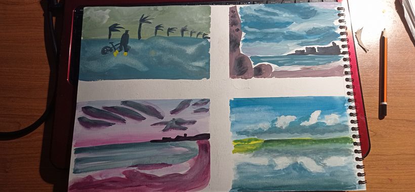 ejercicio de paisajes en guache