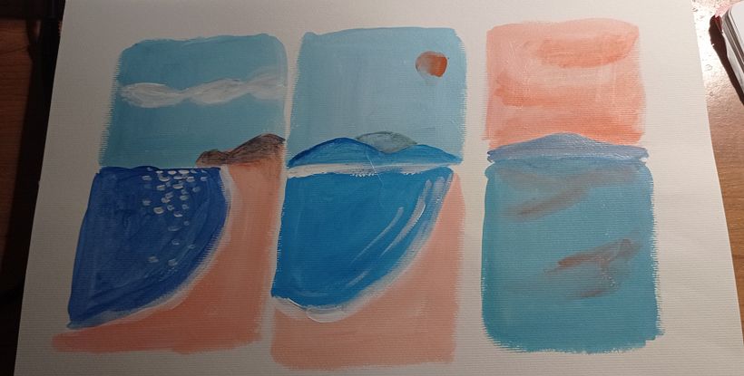 ejercicio paisajes marinos en acrílicos