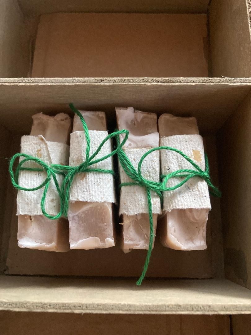 Wrapped Soaps in my handmade paper & cotton string