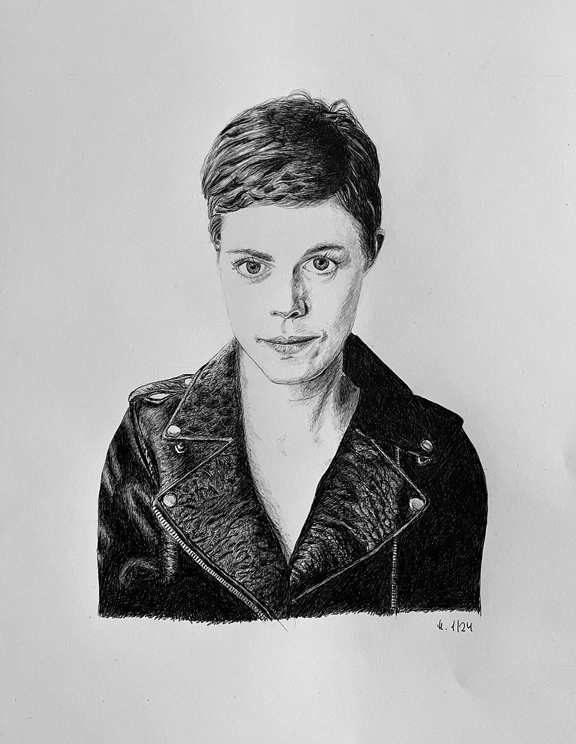 Mein Abschlussprojekt für den Kurs: Realistisches Porträt mit Kugelschreiber  1