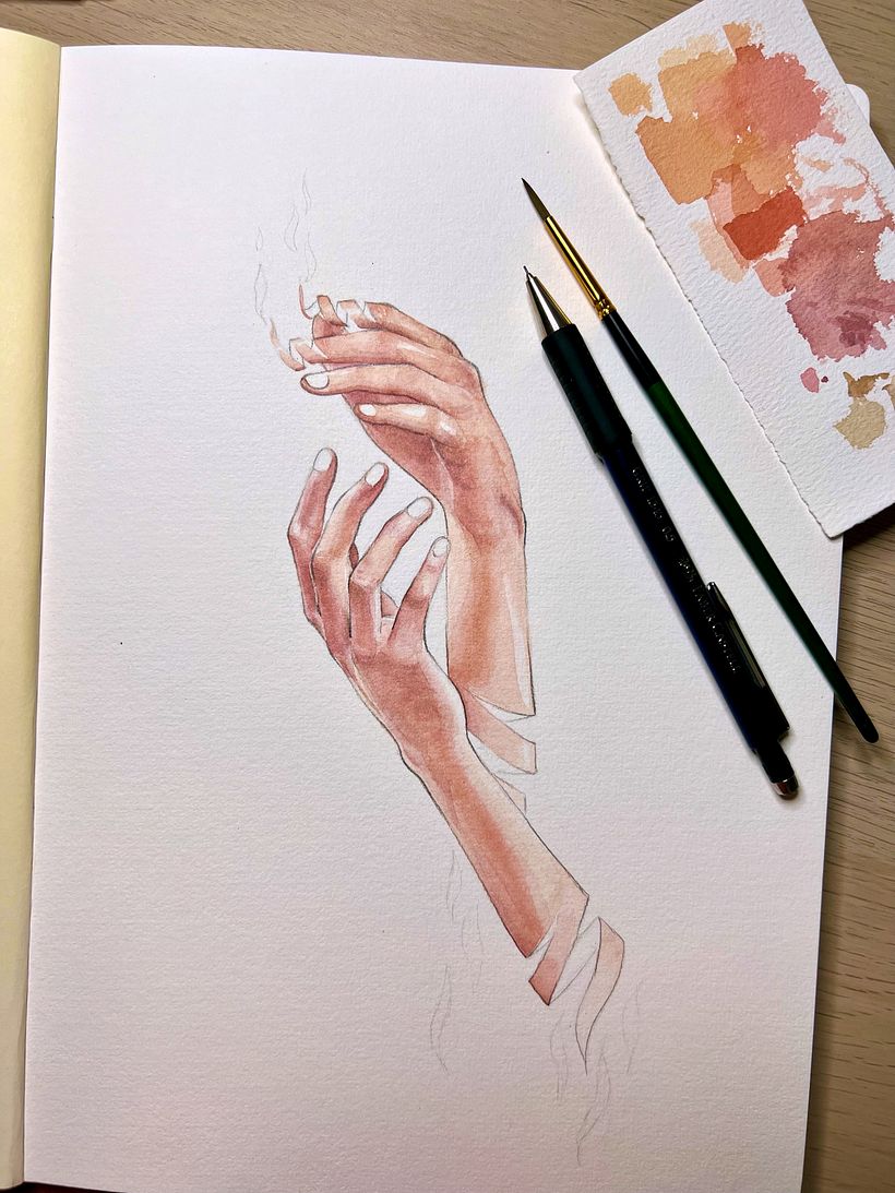 “Unraveling”: My project for course: Illustration of Hands with Expressive Watercolors 6