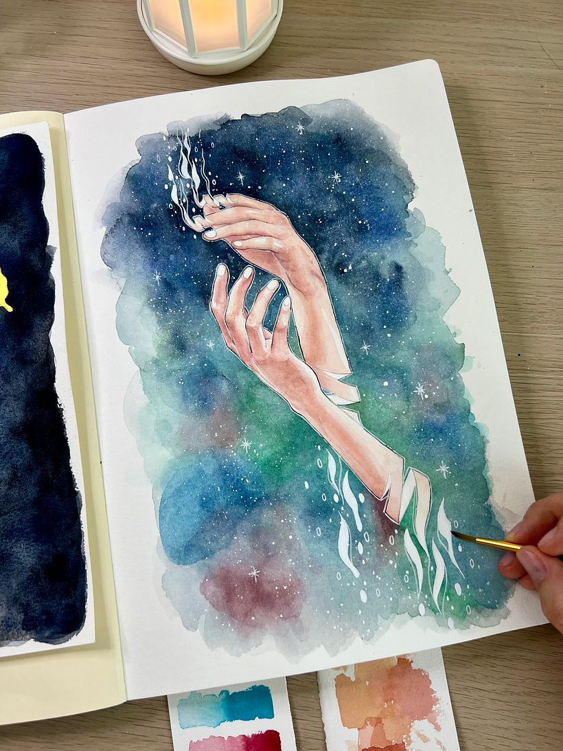 “Unraveling”: My project for course: Illustration of Hands with Expressive Watercolors 7
