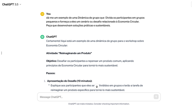 Meu projeto do curso: Como usar o ChatGPT para trabalhar Economia Circular 4