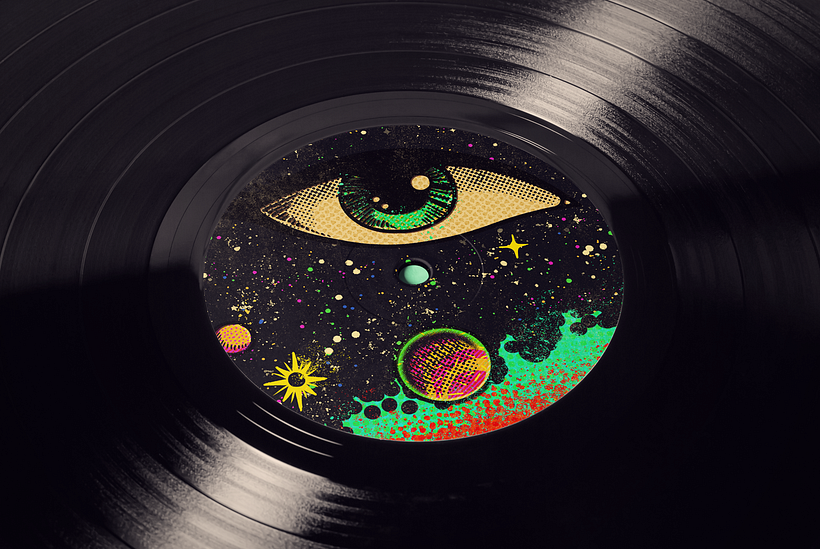 Adesivo do disco. / Disk sticker.