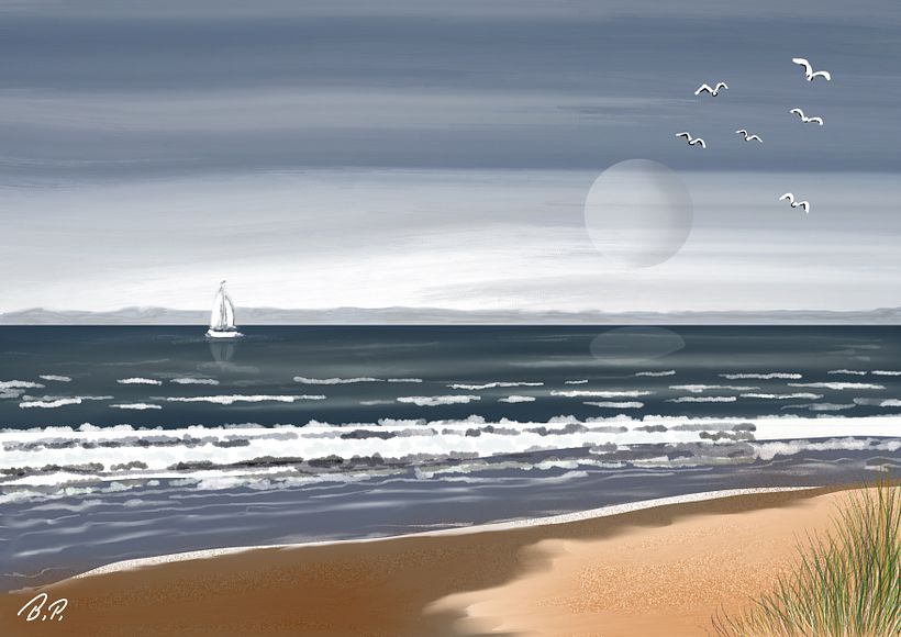 Am Meer. Umsetzung mit Procreate und iPad. 1