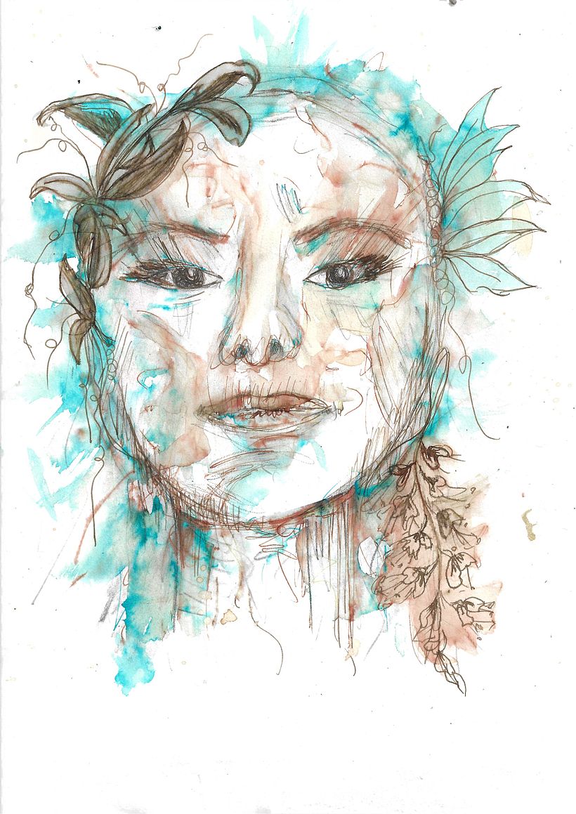 My project for course: Experimental Portraiture with Ink, Tea and Alcohol 1