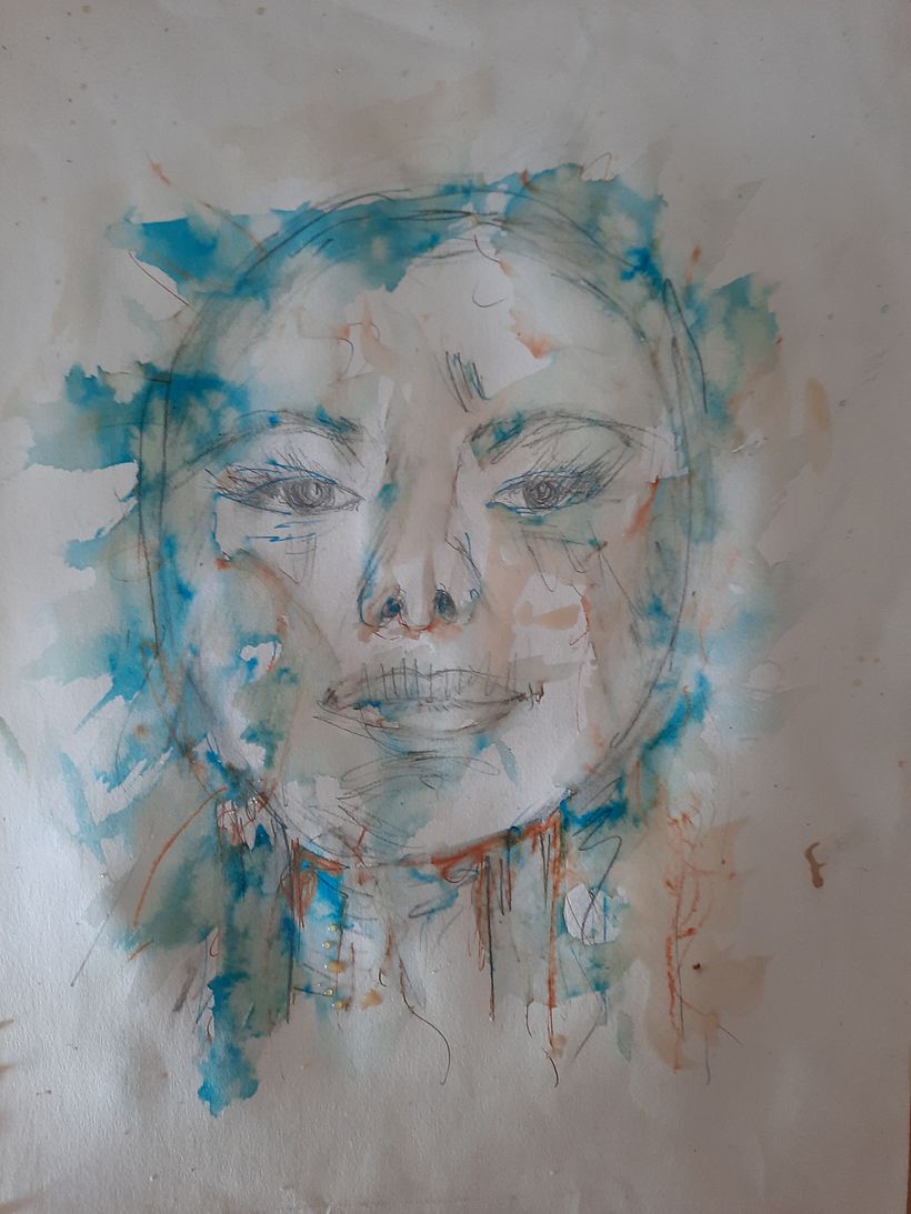 My project for course: Experimental Portraiture with Ink, Tea and Alcohol 2